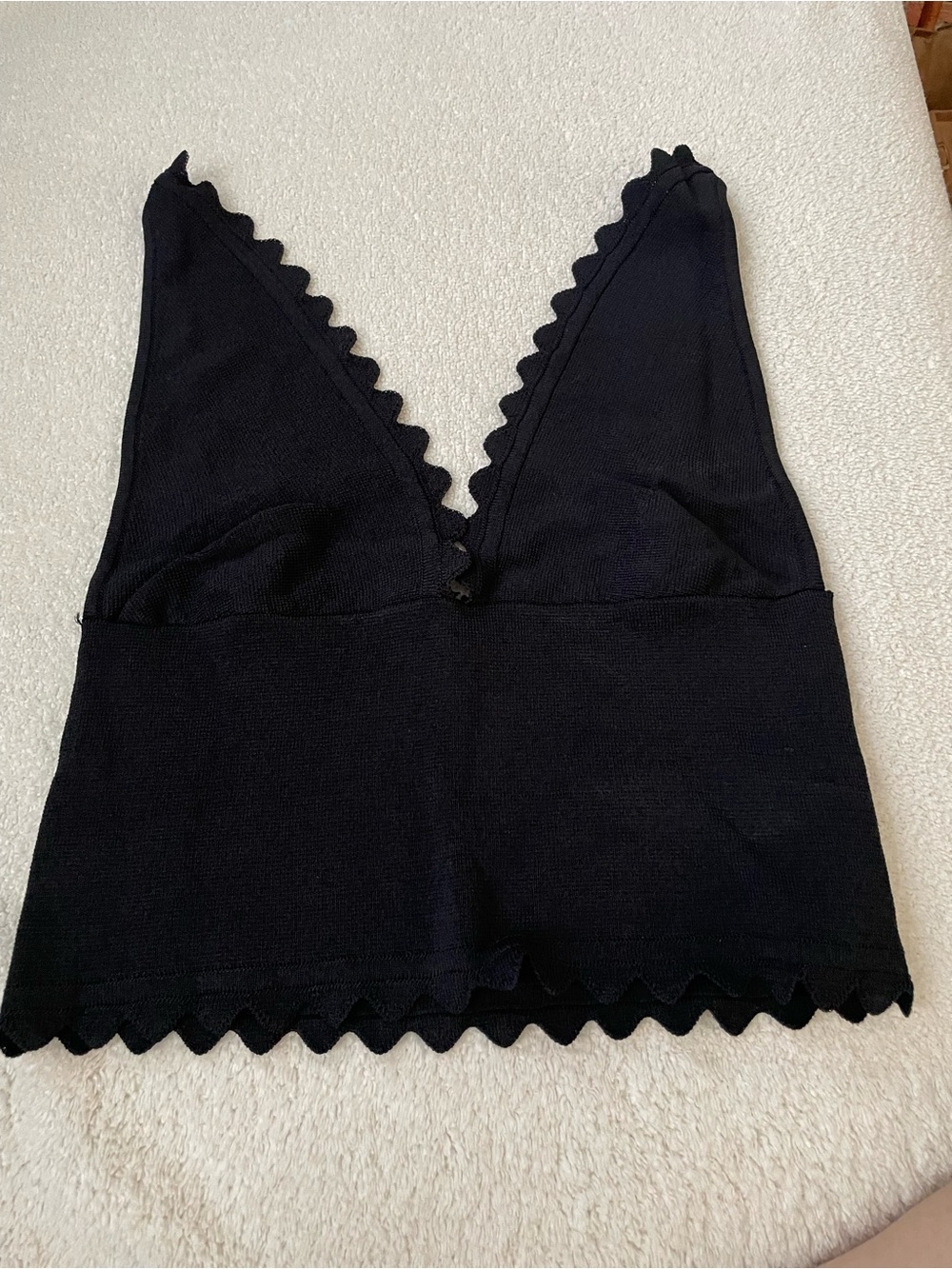 Free People Black Scalloped V-Neck Brami